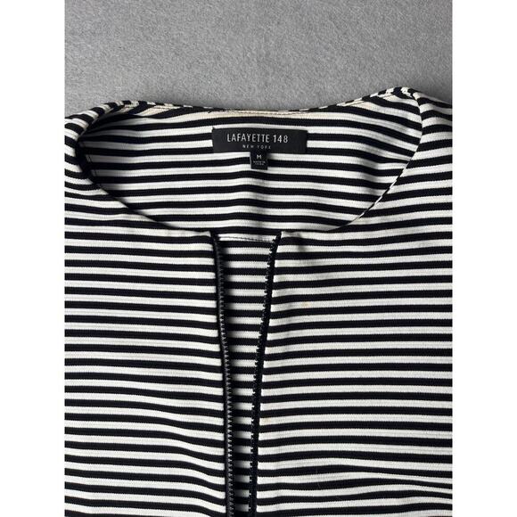 Lafayette 148 B&W striped zip up coat, Size Medium - Picture 3 of 5